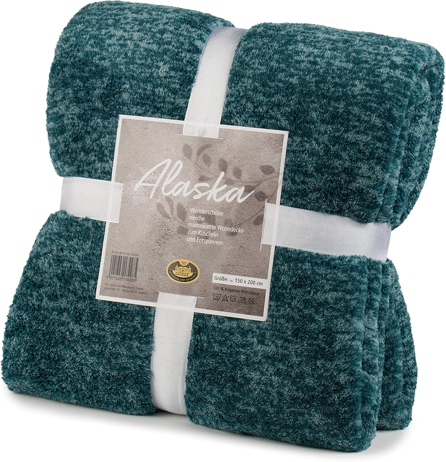 Gözze - Pătură living și confortabilă marmorată, 150 X 200 Cm - Petrol Paturi si Cuverturi Besuche den Gözze-Store