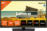 Lenco LED-3263BK (V2) - Televizor inteligent Android de 32 de inci, negru - Imagini strălucitoare, streaming flexibil și Chromecast integrat - HD-Ready, HDR, Wi-Fi, Bluetooth - Ideal pentru acasă și în deplasare