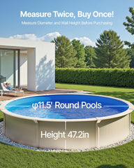 VEVOR Runde Poolfolie, φ350x120 cm, Innenfolie, Ersatzfolie, Innenhülle, Schwimmbadfolie Unibead-Stil Standard-Vinylfolie, verschleißfest, für Aufstellpools mit 120 cm Wandhöhe, einfarbig