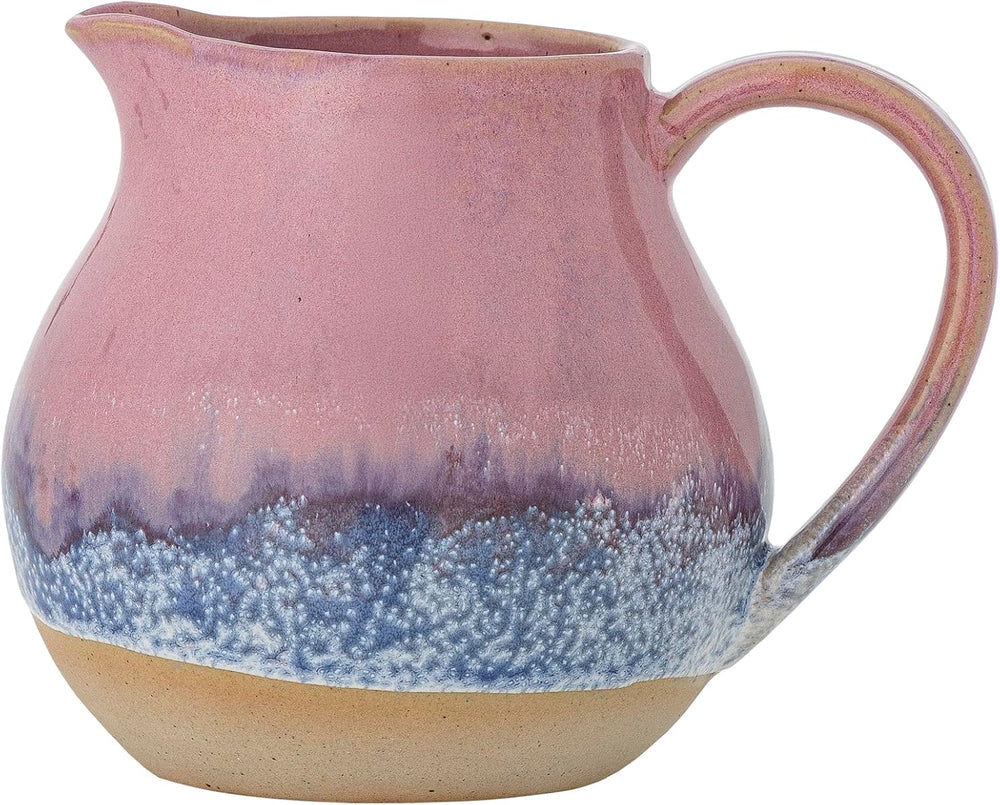 Bloomingville Paula Mug à lait en grès – Design décoratif, parfait pour la table du petit déjeuner, avec une texture naturelle, 435 ml (Rose)