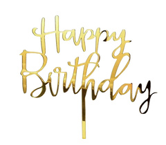 Décoration Joyeux Anniversaire Topper - Acrylique Non Comestible Doré Parfait Pour Les Gâteaux