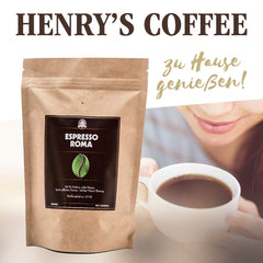 Henry's Espresso Roma 500g - torréfaction légère - corsé - faible acidité - qualité raffinée - grains de café directement du fermier