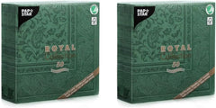 50 serviettes "Collection ROYAL" pli 1/4 40 Cm X 40 Cm vert foncé "Ornements"