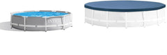 Ensemble piscine Prism Rondo Frame - Ø 305 x 76 cm, gris clair et couverture ronde - Ø 305 cm - Pour cadre métal et Prism