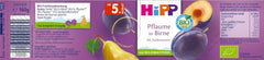 HiPP Prunes Bio saveur Poire (6 x 160g), dès 5 mois, sans sucre ajouté, saveur fruitée particulièrement intense, de la meilleure qualité bio.