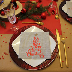 20 serviettes en coton, 33 X 33 Cm, 3 épaisseurs, Texte Arbre