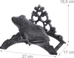 Support pour tuyau d'arrosage Relaxdays, en fonte, motif grenouille, nostalgique, support pour tuyau, HxLxP : 19 x 27 x 17 cm, gris
