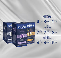 Caffè Borbone Verkostung Kit, 90 capsules en aluminium : 30 Mia Napoli, 30 Ciao Venezia, 30 Magica Palermo, (3 x 30 Stück) – Compatible avec Kaffeemaschinen für den Hausgebrauch de la marque Nespresso®*