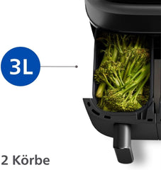 Philips Dual Basket Airfryer 3000 Series cu set de mic dejun, 9 litri, 2 sertare Electrocasnice Naty Shop