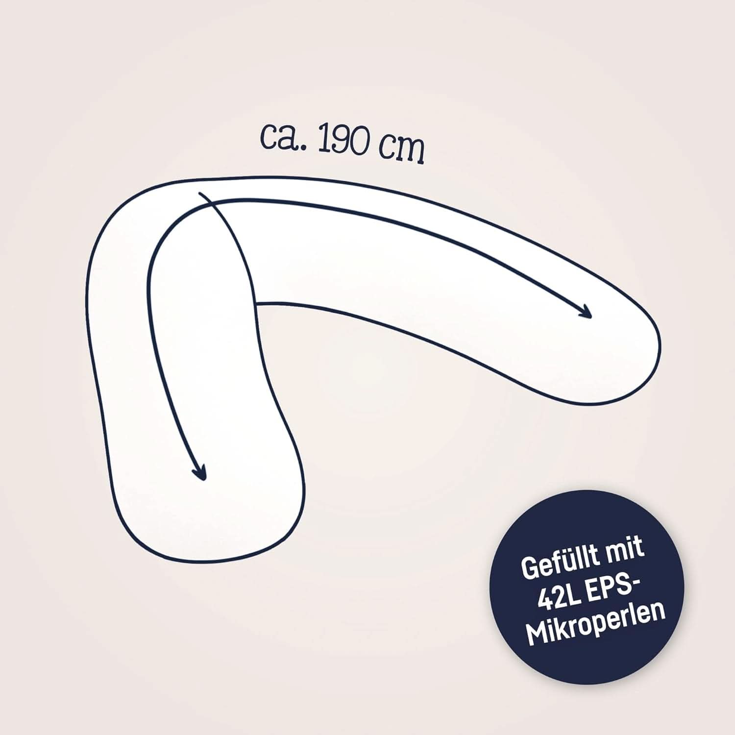 Julius Zöllner Pernă organică pentru alăptare 190 cm, umplutură 42 litri microperle Eps, fabricat în Germania Accesorii Hrana si Alaptare Bebe Naty Shop