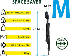 BRUNNER Rebel PRO (S-M-L) Chaise pliante pour camping, jardin, terrasse En aluminium, réglable sur 5 positions, capacité de charge jusqu'à 150 kg, dossier haut, noir ou bleu Coussins de voyage Naty Shop