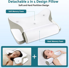 TopEsct Oreiller en mousse à mémoire de forme, oreiller pour dormeur latéral, oreiller cervical, oreiller de tête pour dormeurs sur le côté et sur le dos (gris)