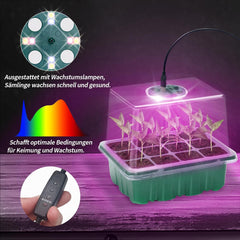 Plateau de propagation de serre d'intérieur, 2 pièces, mini ensemble de propagation de serre avec couvercle surélevé, démarreur de semis avec plateaux de lumières pour plantes à spectre complet, plateau de propagation de plantes de serre