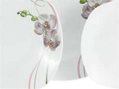 CreaTable, 24024, Série Square Orchid, Service de table 18 pièces pour 6 personnes, Service à café en porcelaine, Passe au lave-vaisselle et au micro-ondes, Fabrication de qualité