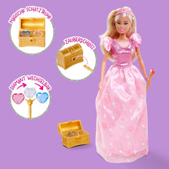 Simba Steffi Love Princess Diamond Princess Play Doll avec coffre au trésor magique, sceptre et diamants, 29 cm, à partir de 3 ans