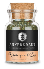Ankerkraut Kräuterquark Dip, Gewürzmischung für Quark, Ohne Geschmackverstärker, Premium Qualität, Alternative Yaourt and Soja-Quark, Aufstrich selber machen, 55 g dans un verre en liège