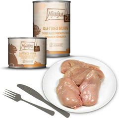 MjAMjAM - Nourriture humide de qualité supérieure pour chats - Plaisir de la viande pure - Paquet de 6 poulets juteux (6 x 800 g) sans céréales avec viande supplémentaire