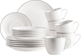 MÄSER Série Felise, service à café élégant pour 6 personnes, intemporel, bord noir, porcelaine, blanc