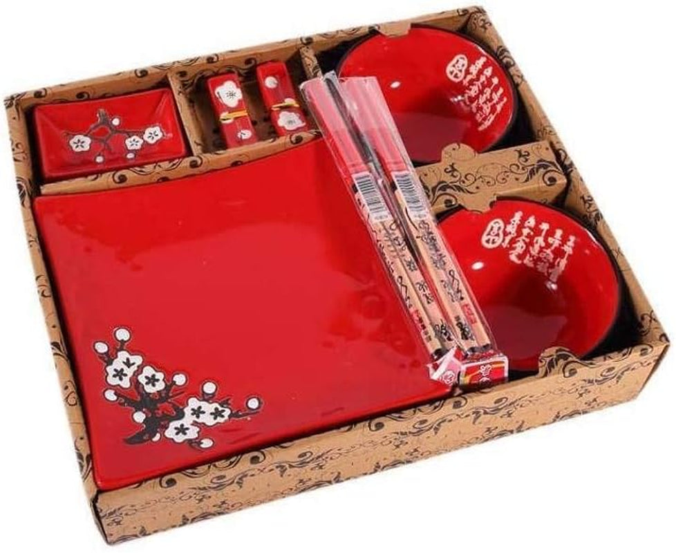 Service de Table Japonais Complet 2381, Porcelaine, Rouge