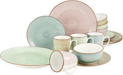 CreaTable, 22582, série SAMBA, service de table 16 pièces pour 4 personnes, service combiné en porcelaine, passe au lave-vaisselle et au micro-ondes, fabrication de qualité