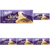 Milka Black Milk – Chocolat noir alpin fourré au lait et au nougat crémeux – 85g (paquet de 5)