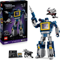 LEGO Icons Transformers : Soundwave Set pour enfants - Modellbau mit verwandelbaren Figuren inkl. Laserbeak & Ravage sovie einem Soundstein - Objet de collection et cadeau pour les fans - 10358