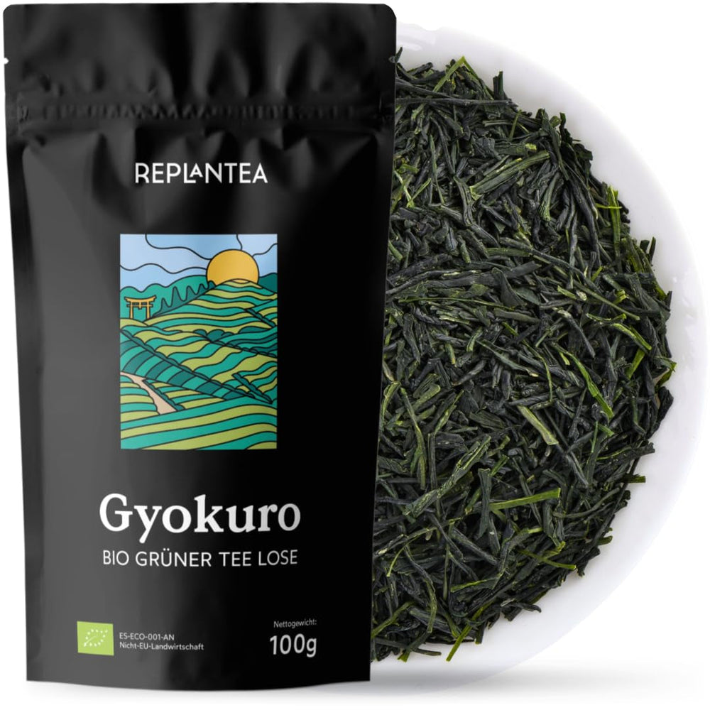 Thé vert japonais Gyokuro biologique (100 g) | Thé en vrac premium | Goût umami raffiné et douceur délicate | REPLANTER