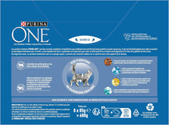 PURINA ONE | BIFENSIS | Hrană pentru pisici adulte sterilizate | Susține vitalitatea pisicii, oaselor, mușchilor și articulațiilor | În sos | Pliculețe cu rață, sardine, vită, prospețime | 1 bucată (8 x 85g)