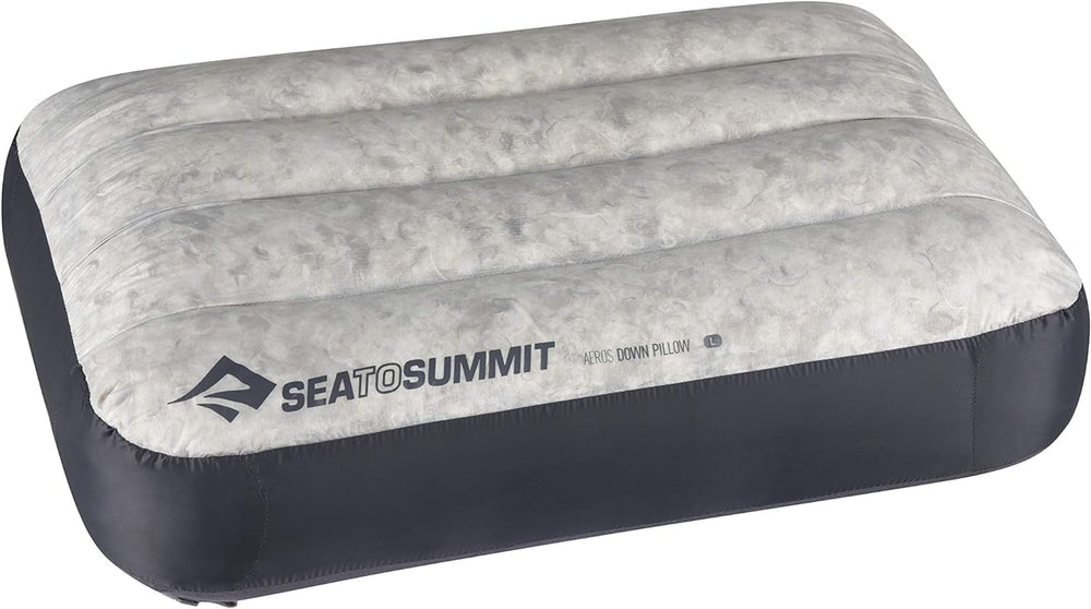 Sea to Summit - Oreiller de voyage Eros Down L - Ultraléger et gonflable - Matériau 10D - Oreiller en duvet de qualité supérieure - Antidérapant - Pour la randonnée et le camping - 42 X 28 X 12 cm - Gris - 95 G Naty Shop Oreillers de voyage Grand Gris