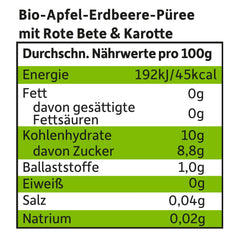 FRECHE FREUNDE Lot de 6 sachets de fruits à presser bio avec pommes, fraises, betteraves et carottes, purée de fruits et légumes dans un sachet à presser pour bébé à partir de 6 mois, végétalien, lot de 6 (6 x 100 g)