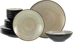 CreaTable, 24464, Série Malmö Beige, Service de table 18 pièces pour 6 personnes, Service d'assiettes en grès, Passe au lave-vaisselle et au micro-ondes, Fabrication de qualité