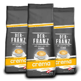 DER-FRANZ Kaffee Crema, Intensité 4/5, 100% Arabica, ganze Kaffeebohnen, 3 x 500 g