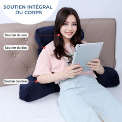 Pernă ergonomică pentru citit INFANZIA cu cotiere, suport pentru spate, bleumarin