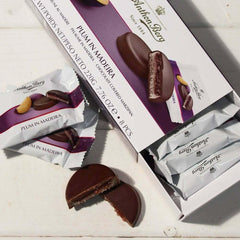 Prune à Madère – 220g – Spécialité de pâte d'amande aux fruits et alcool – 8 pièces de chocolat noir avec gelée de prune et vin de Madère – Idée cadeau