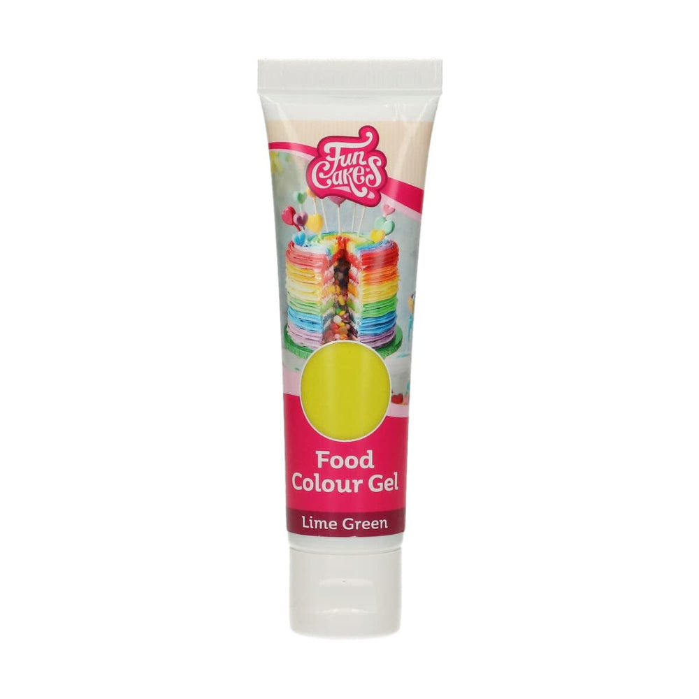 Colorant alimentaire Gel Vert Citron Funcakes : Colorant alimentaire très concentré pour pâte, crème, fondant et pâte d'amande. Dosage facile. Une seule goutte pour créer des couleurs vibrantes. Halal. 30g.