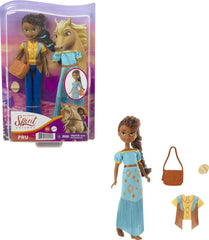 Dreamworks Spirit GXF18 - Spirit - Poupée Pru amusante et à la mode, libre et indomptée (18 cm), 2 tenues et accessoires à la mode, 7 articulations mobiles, excellent cadeau pour les enfants de 3 ans et plus