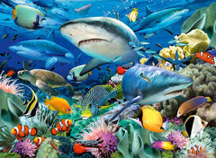 Ravensburger puzzle pentru copii - 10951 Reef Of Sharks - Puzzle cu lumea subacvatică pentru copii de la 6 ani, cu 100 de piese în format Xxl Puzzle Naty Shop