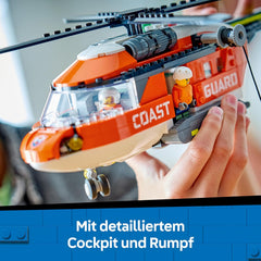 LEGO City Hubschrauber der Küstenwache - Spielzeug Einsatzfahrzeug - Modellbau mit Schiebetüren, Winche, 4 Minifiguren und Hai Figur - Geburtstagschenken für Jungen ab 7 Jahren - 60503