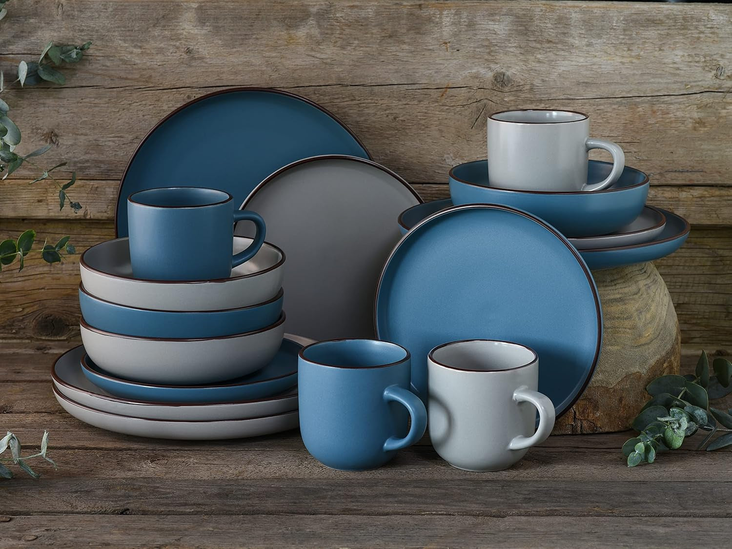 Creatable, 21016, Serie Modern Scandic Blue-Grey, 16-Teiliges Geschirrset, Kombiservice Aus Steinzeug, Spülmaschinen- Und Mikrowellengeeignet, Qualitätsproduktion Seturi vesela masa Naty Shop
