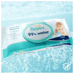 Lingettes pour bébé Pampers 99 % d'eau, 12 paquets de 60 lingettes chacun = 720 lingettes pour bébé, lotion légère 99 % d'eau