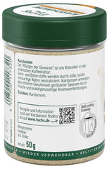 Fuchs Gewürze - Kardamom gemahlen - Gewürz für Glühwein oder Fleischgerichte wie Roastbeef oder Schweinebraten - natürliche Zutaten - 50 g in wiederverwendbarer, recyclebarer Dose