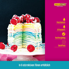 Decocino Pâte colorante liposoluble Lot de 6 - 6 x 15 g - Colorant alimentaire rouge, blanc, vert, jaune, bleu et noir, idéal pour colorer gâteaux, fondants et crèmes - Sans azoïque ni gluten