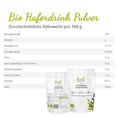 foodsetter Bio Haferdrink Pulver | Sachet de 500g | Poudre de Hafer | Haferpulver instantané | Bio-qualité | Végétalien | Sans gluten | Ohne Zuckerzusatz | 0,5 kg