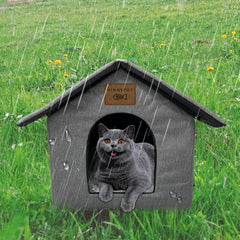 Katzenhaus Für Draußen Winterfest Wasserdicht Wetterfester Katzenhöhle Haustierhaus mit Plüschkissen Warm Hundehöhle Waschbar Hundehaus Tierheim Für Streuner Haustiere 45x40x45