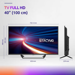 STRONG - Téléviseur Full HD 40 pouces (100 cm) SRT40FF2003C - Qualité d'image exceptionnelle - Triple tuner - 3 ports HDMI (1 ARC), 2 ports USB, connexion AV, antenne/satellite - Noir
