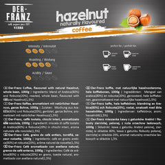 Der-Franz Kaffee, Mélange d'Arabica et Robusta, Geröstet, Ganze Bohne aromatisiert mit natürlicher Haselnuss UTZ, 1000 g