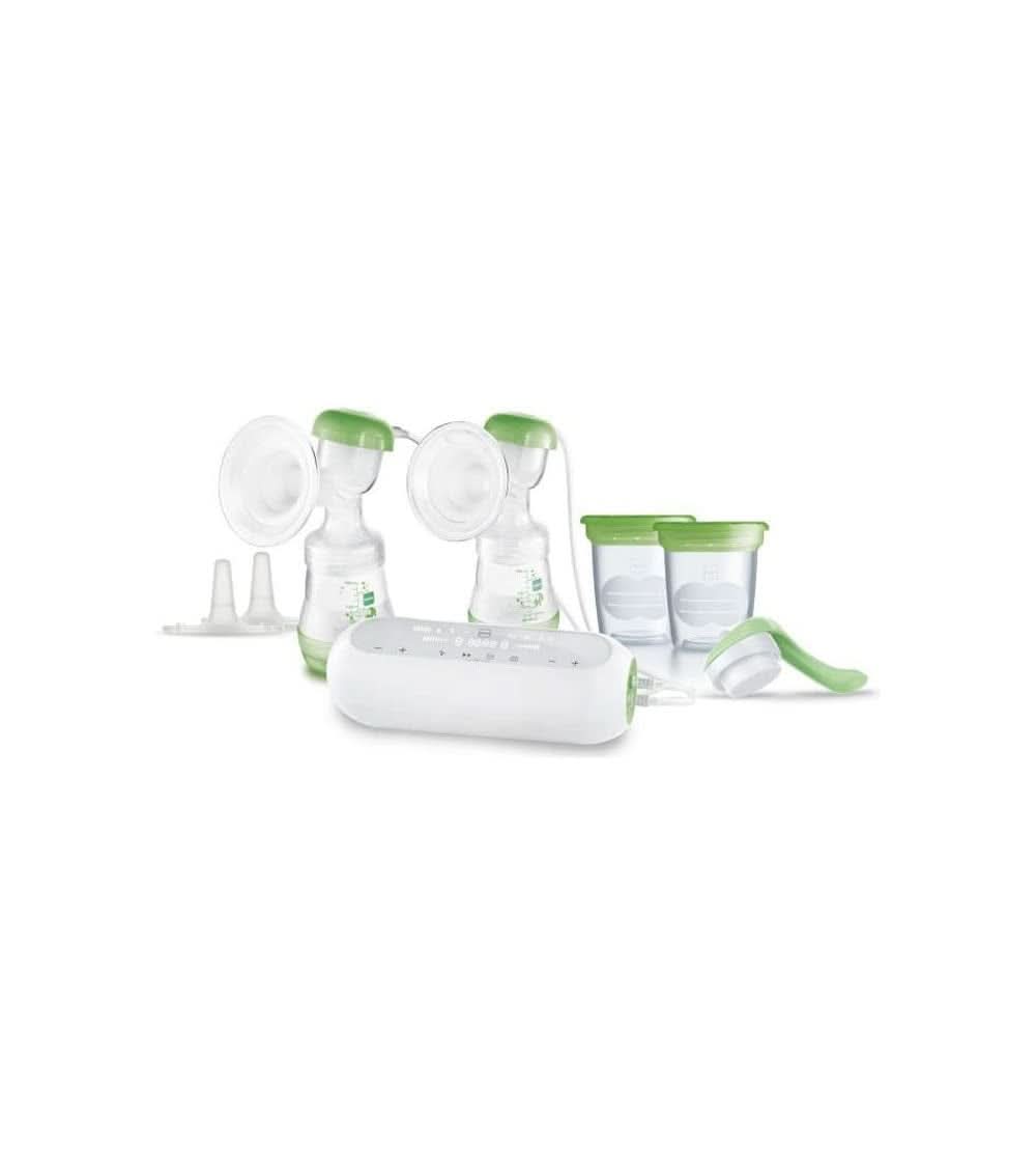MAM - Pompe à lait double électrique – Pompe à lait 2 en 1 avec 9 intensités et 3 temps d'alimentation – 2 flacons anti-coliques Easy Start et 2 doses d'encre incluses – Vert Accessoires Alimentation et allaitement Baby Naty Shop