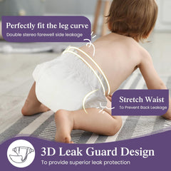 Couches bébé taille 4 (10-15 kg), ultra fines, douces et hypoallergéniques pour peaux sensibles, protection 3D contre les fuites, indicateur d'humidité, 138 couches premium jour et nuit