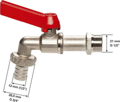 Robinet à boisseau sphérique Gardena : vanne intérieure et extérieure, filetage 26,5 mm (G 3/4"), pour tuyaux 1/2" (13 mm) (7332-20)