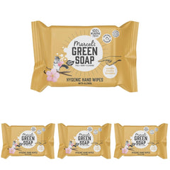 Paquet de 60 lingettes humides pour les mains au savon vert Marcel's - Vanille et fleur de cerisier - À base de plantes - Biologique